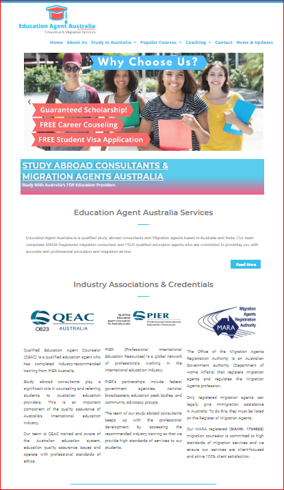 Web design for education agent australia